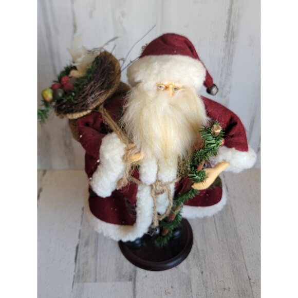 Santa woodlands Santa Claus staff Dove basket Xmas figure vintage unique - Picture 1 of 10